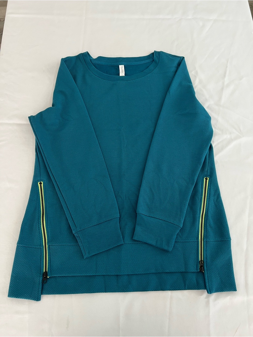 Ideology Teal Long-Sleeve Crewneck Sweater with Side Zippers